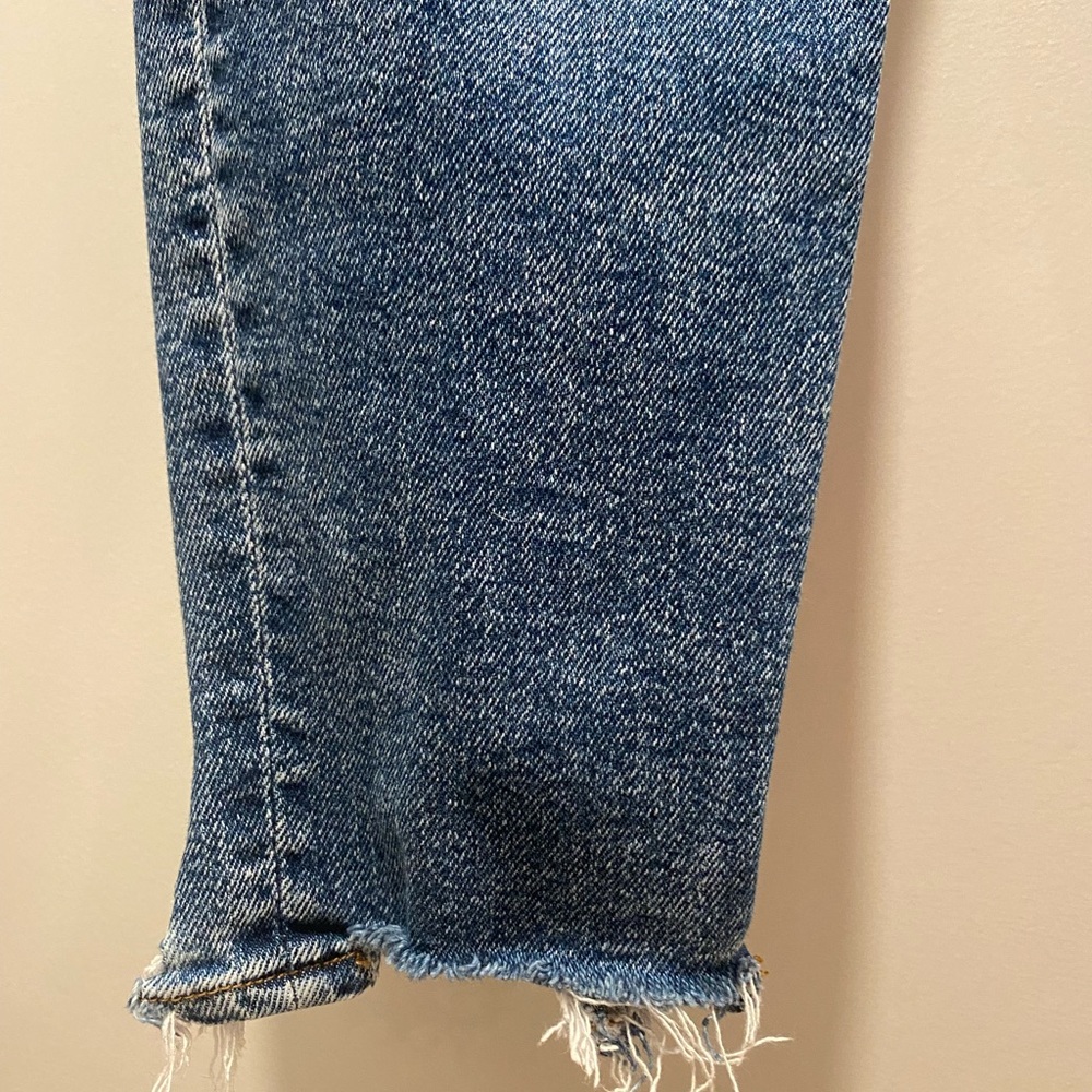 American Eagle AE Stretch Medium Wash Distressed Denim Blue Jeans Jeggings - Picture 4 of 12